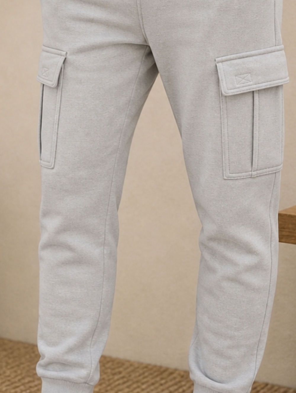 Hype Light Gray Cargo Sweatpants with Drawstring